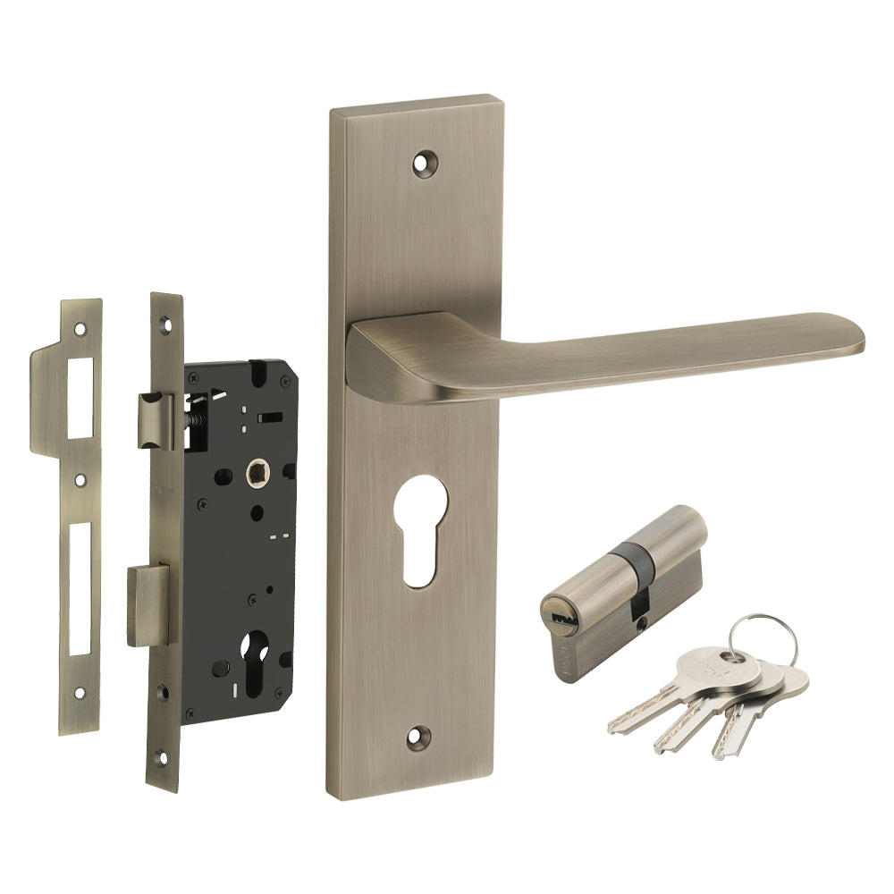 IPSA Chilli Moderna Handle Series on 10" Plate CY (Without Lock Body Cylinder) - Matte Antique Finish MAB